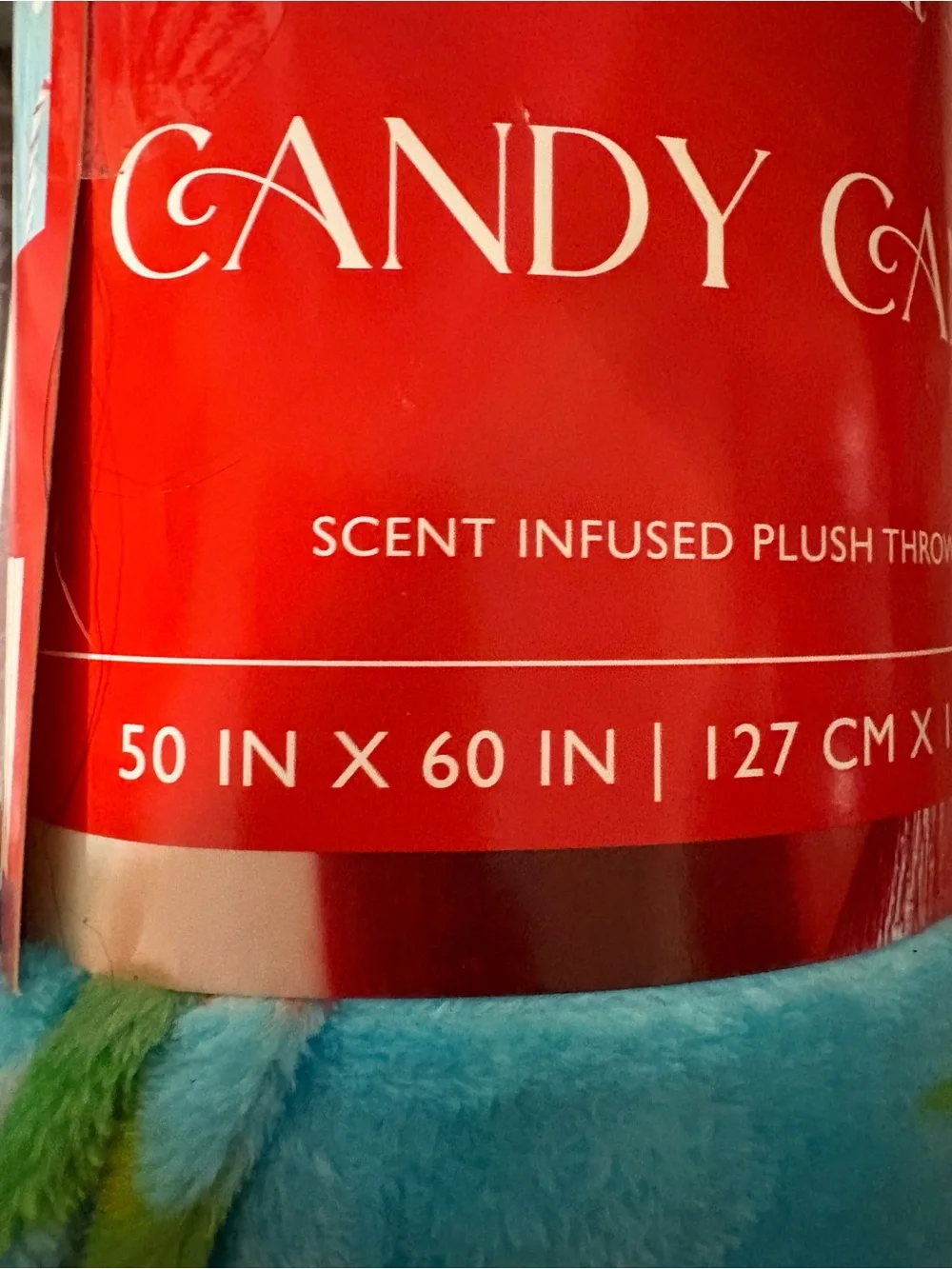 Candy Cane Scent-Infused Plush Throw - Light Blue